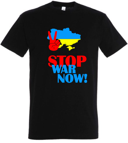 Herren T-Shirt Ukraine "stop war" victory sign schwarz